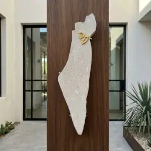 מזוזה מפת ארץ ישראל מאבן ירושלמית מתאים לכלף 15